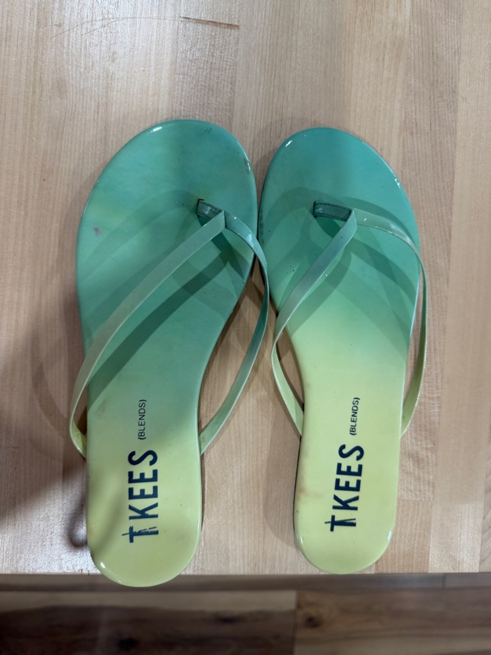 TKEES Green Ombre Jelly Flip Flop Sandals